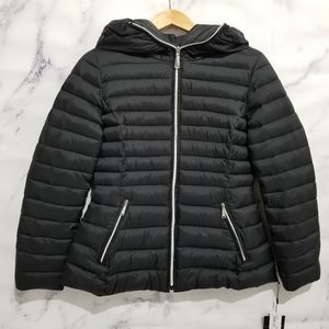 LAUNDRY Quilted Medium Weight Black Hooded Jacket